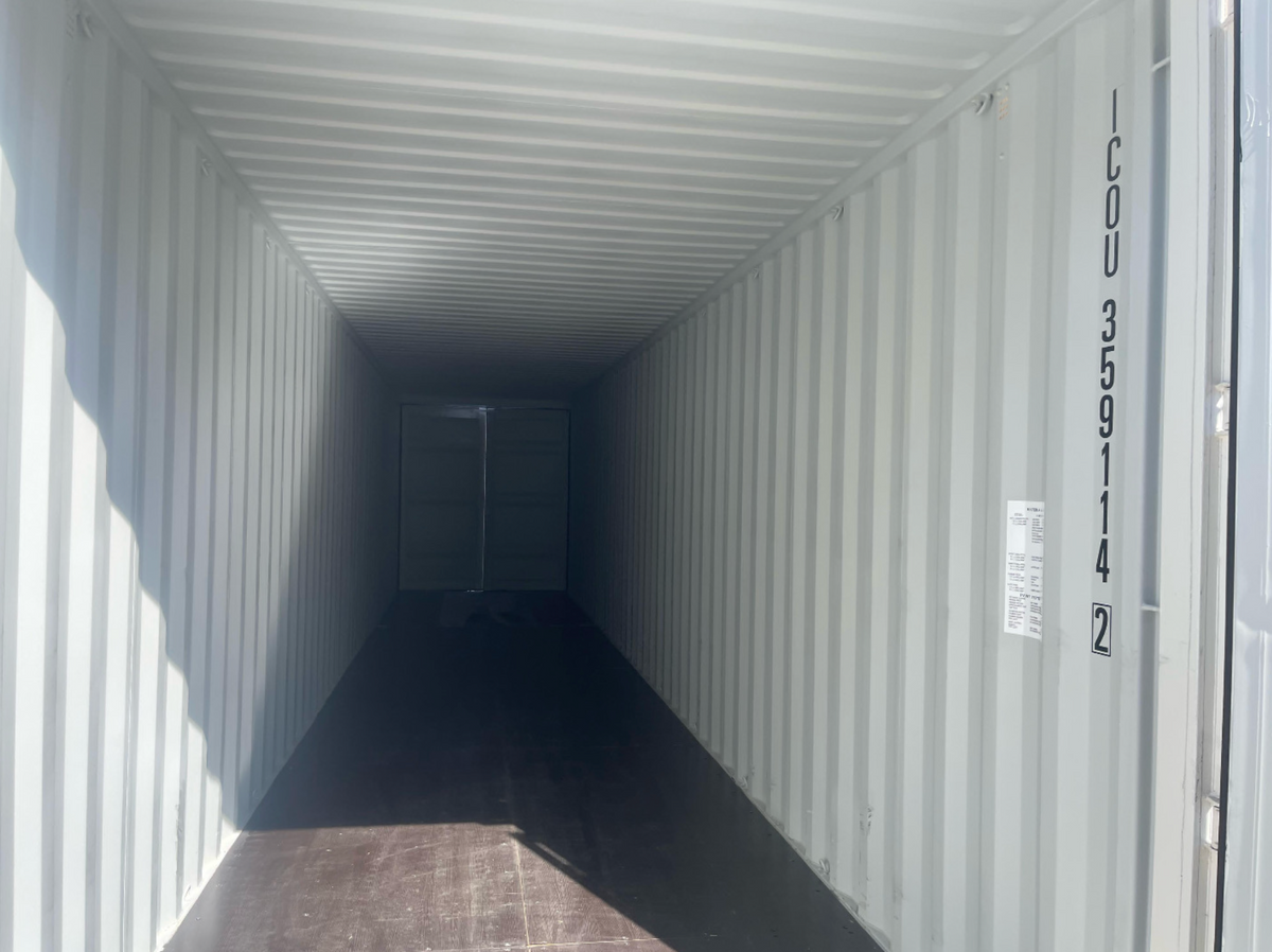 12m (40ft) High Cube Shipping Container - New One-Trip Double Door Unit (RAL 9010 Pure White) | SA Depot 1