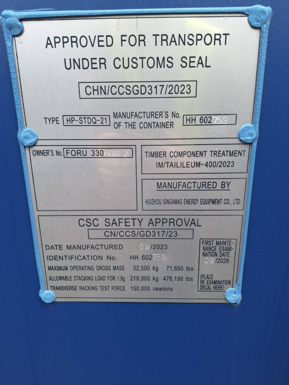 12m (40ft) High Cube Shipping Container - New One-Trip Storage Unit (RAL 5013 Cobalt Blue) | SA Depot 2
