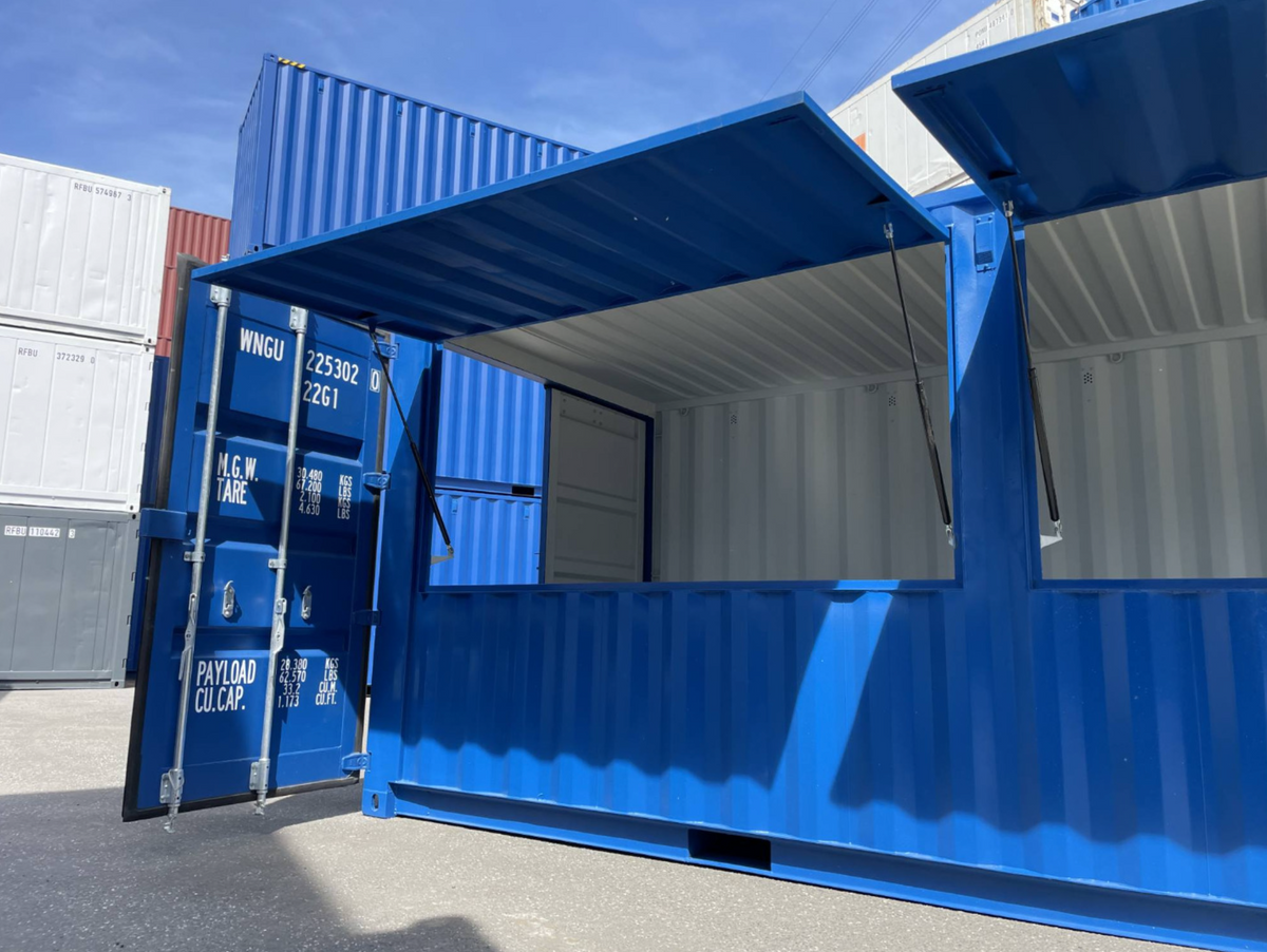 6m (20ft) Bar Shipping Container - New Event & Catering Trade Fair Unit (RAL 5010 Gentian Blue) | SA