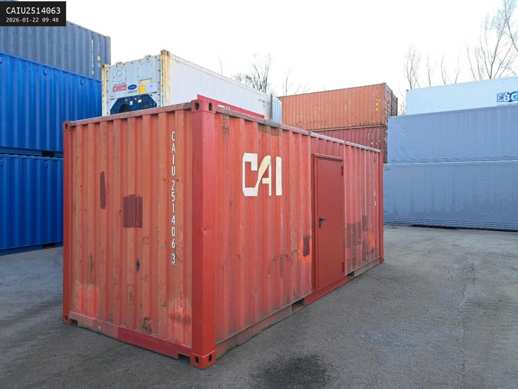 6m (20ft) Shipping Container - Storage Unit with Pre-Installed Side Personnel Door 
